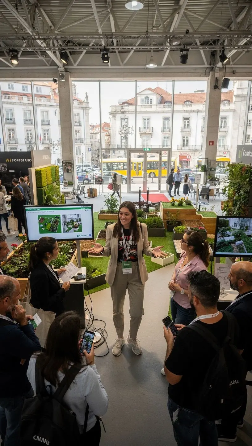 Planejamento de projeto paisagístico presencial em jardim.